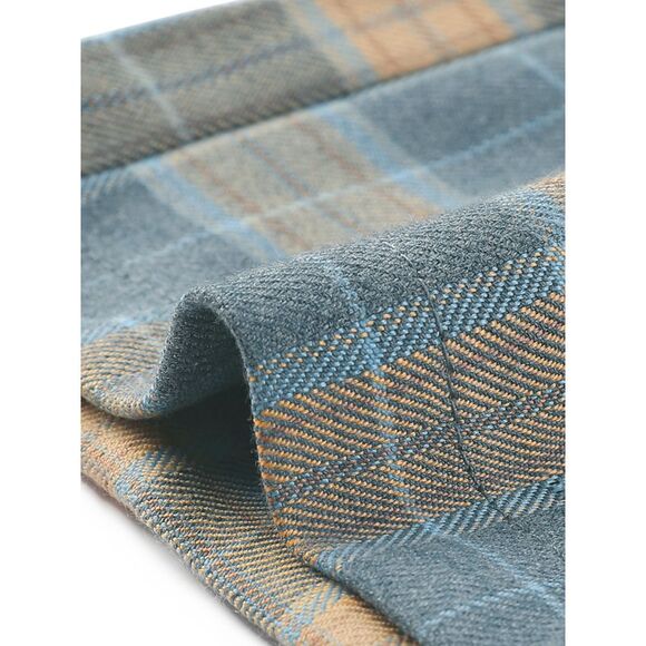 Plaid Pants Elastic Waist Casual Work Office Long Trousers Khaki Gray Blue - Picture 5 of 5